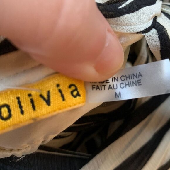 Alice+Olivia NEW! Deep V-neck Silk Dress Cross Back Pleated Floral Medium - Picture 9 of 11